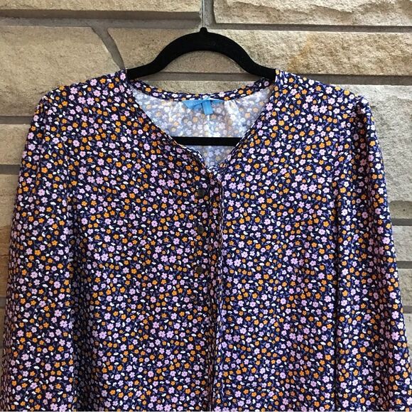 Draper James Tie Neck Flounce Shift Dress Purple ditsy floral print Medium - Picture 4 of 11